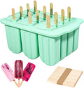 Silicone Popsicles Molds 12 Pieces, Popsicle Holders for Kids with 50 Wooden Sticks Cake Pop Molds, Ice Pop Mold BPA Free Easy Release,Ice Cream Molds Popsicle Maker for Toddlers
