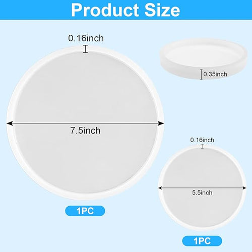 2 PCS Thickened Coaster Resin Mold, Silicone Mold for Epoxy Resin Casting, DIY Coasters, Bowl Mats, Candle Holders, Home Decoration