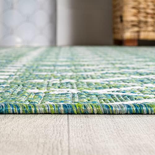 JONATHAN Y Moroccan Geometric Indoor Outdoor Runner Rug 2X8 Green/Cream, Ourika Textured Weave for Backyard, Patio, Porch, Easy-Cleaning, High Traffic, Pet-Friendly, Non-Shedding (SMB108L-28) - Image 4