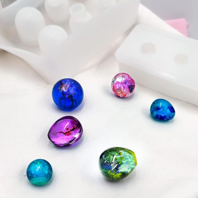 DLAND 2 Pcs Ball Silicone Resin Molds, Sphere Bead Resin Epoxy Universe Spheroid Molds, Pendant Casting Molds for DIY Jewelry Making