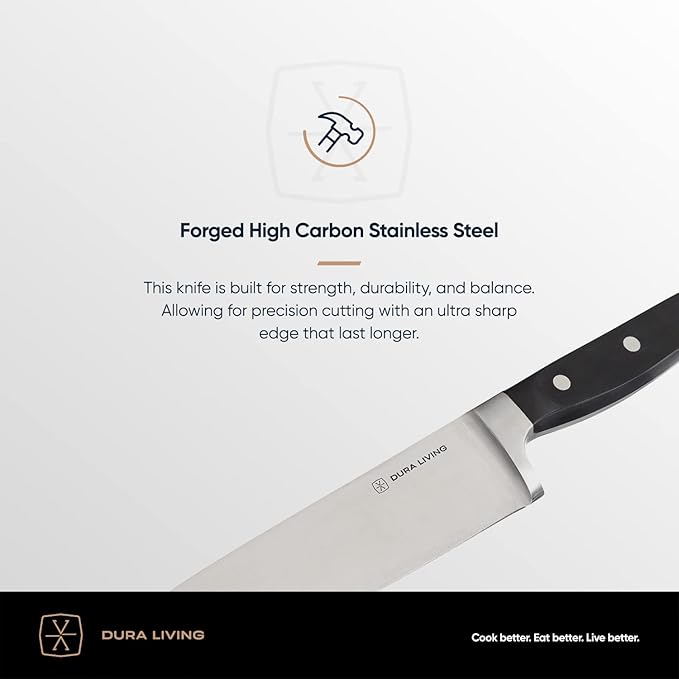 DURA LIVING 2-Piece Premium Kitchen Knife Set - Ultra-Sharp 5" Utility Knife & 3.5" Paring Knife, High Carbon Stainless Steel, Forged for Precision, Multipurpose Cooking Knives with Ergonomic Handles