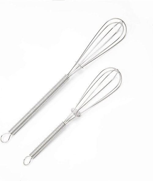 4 Pack Mini Wire Kitchen Whisks Small Egg Whisk Gravy Sauce Mini Whisk Silver-Each of 2PCS 5 Inches and 7 Inches