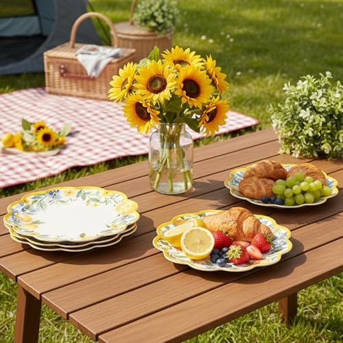 11 Inch Lemon Melamine Plates, 4-Piece Dinner Plate Set - Image 3