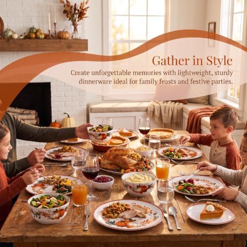 Fall Pumpkin Dinnerware Set for 4, 12-Piece BPA-Free Melamine Dinnerware - Image 3