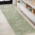 JONATHAN Y Haze Solid Low-Pile Green Runner Rug 2x8, Coastal,Bohemian,Minimalist,Classic, Easy-Cleaning for Living Room,Bedroom,Kitchen,Pet Friendly,Non-Shedding (SEU100O-28) by JONATHANY