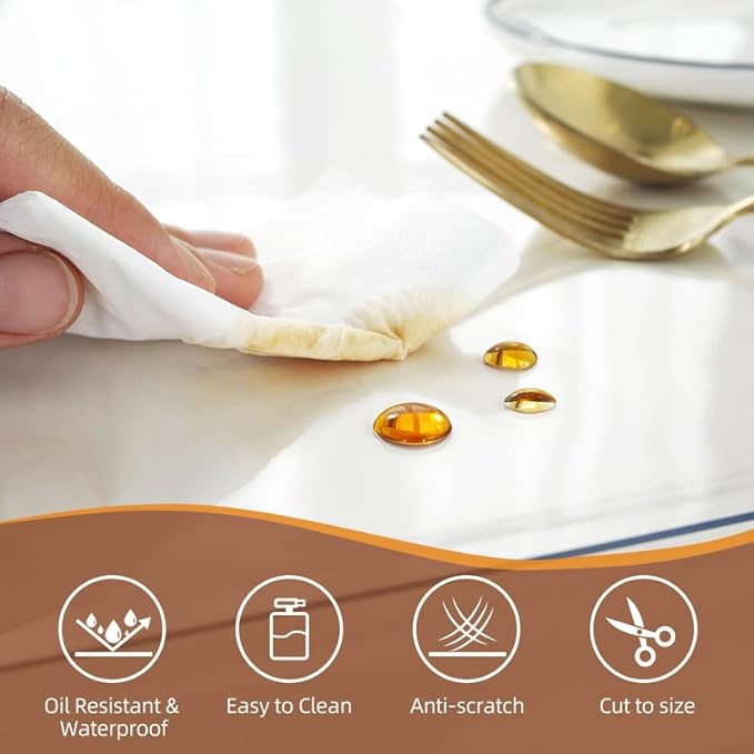 Warmstar Clear Table Cover Protector 48 x 108 Inch,1.5mm Thick Plastic Table Cover Rectangle,PVC Clear Table Protector,Desk Protector Mat for Kitchen, Dresser, Writing Desk，Dining Room Table