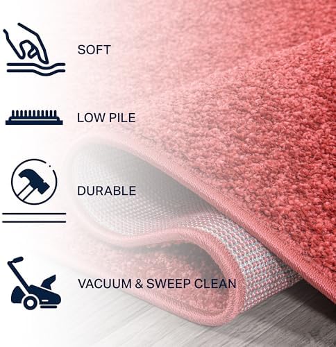 JONATHAN Y Haze Solid Low-Pile Red 5' Round Indoor Area Rug, Coastal,Bohemian,Minimalist,Classic, Easy-Cleaning for Living Room,Bedroom,Kitchen,Pet Friendly,Non-Shedding (SEU100E-5R) - Image 3