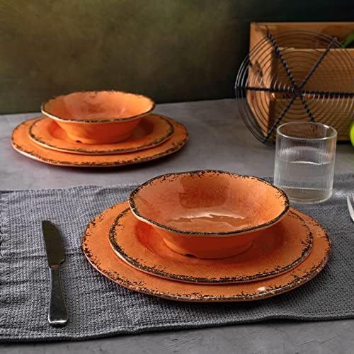 LEHAHA 12 Piece Crackle Lightweight Melamine Dinnerware Sets-Service for 4 - Image 7
