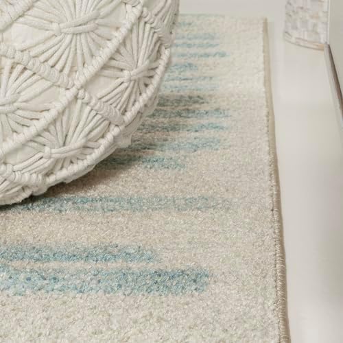 JONATHAN Y Khalil Modern Berber Stripe Cream/Turquoise Indoor Area Rug, 4x6, Contemporary, Bohemian, Easy-Cleaning for Living Room, Bedroom, Kitchen, Pet Friendly, Non-Shedding (MOH207B-4) - Image 6
