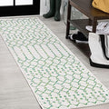 JONATHAN Y Moroccan Geometric Indoor Outdoor Runner Rug 2X8 Green/Ivory, Ourika Textured Weave for Backyard, Patio, Porch, Easy-Cleaning, High Traffic, Pet-Friendly, Non-Shedding (SMB108R-28) by JONATHANY
