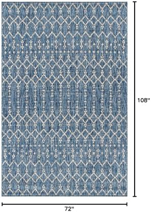 JONATHAN Y Moroccan Geometric Indoor Outdoor Area Rug 6X9 Navy/Light Gray, Ourika Textured Weave for Backyard, Patio, Porch, Easy-Cleaning, High Traffic, Pet-Friendly, Non-Shedding (SMB108B-6) - Image 2