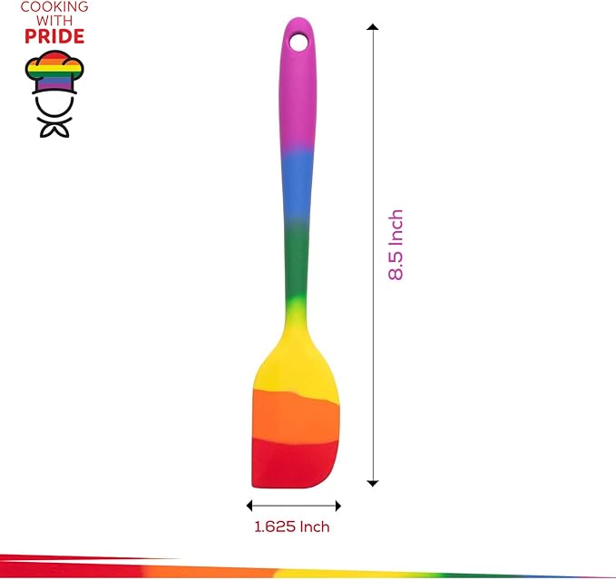 Cooking With Pride Non-Stick Mini Scraper Spatula, Heat-Safe Silicone With Iron Core, 8.5-Inch