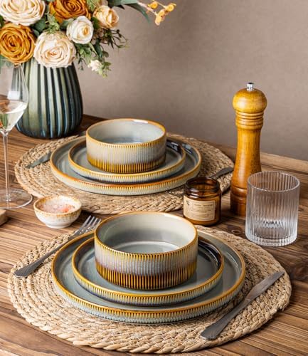 TheTerra Ceramic Dinnerware Set for 8, 24-Piece Plates and Bowls Set - Image 6