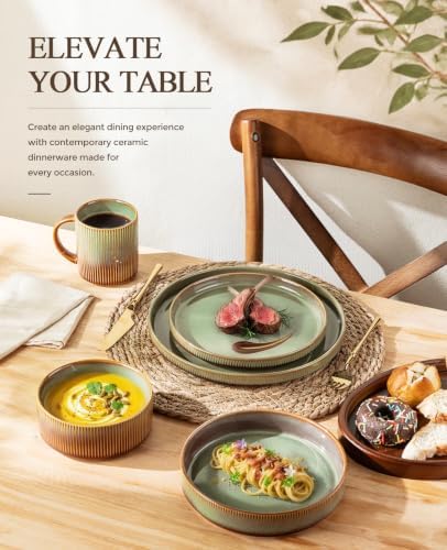 TheTerra Ceramic Dinnerware Set for 4, 16-Piece Plates and Bowls Set - Image 5