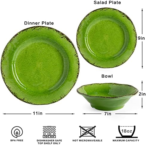 LEHAHA Modern Rustic Melamine Dinnerware Sets, 12-Piece Camping Dishes Set - Image 6