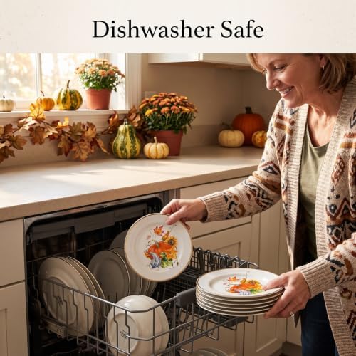 Havawish 6 Inch 6 Pcs Fall Pumpkin Appetizer Melamine Plates Set Decoration - Image 4