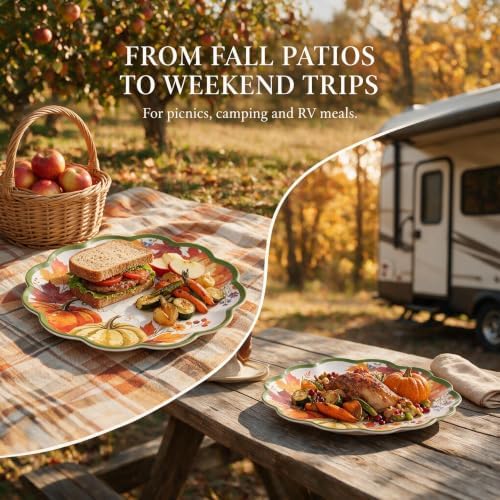 Melamine Dinner Plates, 4-Piece Pumpkin Scalloped Plates, 11 Inch - Image 6