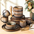 TheTerra Ceramic Dinnerware Set for 4, 16-Piece Plates and Bowls Set by TheTerra