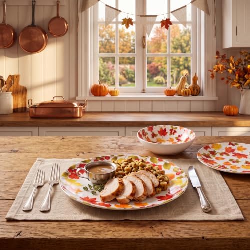 12-Piece Melamine Dinnerware Set, Fall Plates and Bowls Set - Image 3