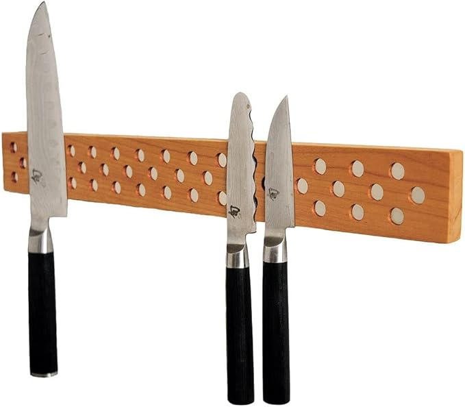 Magnetic Wooden Knife Bar Holder Strip, Cherry or Walnut, 12, 16, 20, or 24 Inch (20 Inch, Cherry)