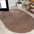 JONATHAN Y Haze Solid Low-Pile Brown 4x6 Oval Indoor Area Rug, Coastal,Bohemian,Minimalist,Classic, Easy-Cleaning for Living Room,Bedroom,Kitchen,Pet Friendly,Non-Shedding (SEU100J-4OV) by JONATHANY