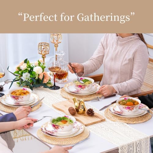 12 Piece Dinnerware Sets for 4, White Porcelain Gold Rim, Formal Dining - Image 3