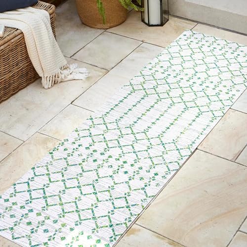 JONATHAN Y Moroccan Geometric Indoor Outdoor Runner Rug 2X8 Green/Ivory, Ourika Textured Weave for Backyard, Patio, Porch, Easy-Cleaning, High Traffic, Pet-Friendly, Non-Shedding (SMB108R-28) - Image 3