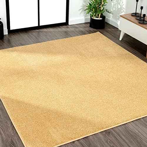 JONATHAN Y Haze Solid Low-Pile Mustard 6x6 Square Indoor Area Rug, Coastal,Bohemian,Minimalist,Classic, Easy-Cleaning for Living Room,Bedroom,Kitchen,Pet Friendly,Non-Shedding (SEU100B-6SQ) by JONATHANY