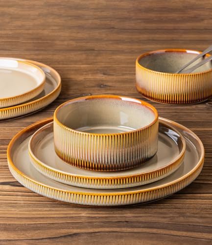 TheTerra Ceramic Dinnerware Set for 8, 24-Piece Plates and Bowls Set - Image 4