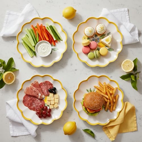 Lemon Melamine Plates, 4-Piece 9 Inch Salad Plate Set - Image 4