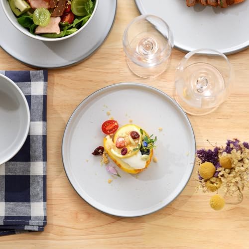 Melamine Dinnerware Sets, Dishware Sets for 4, Light Grey,White - Image 2