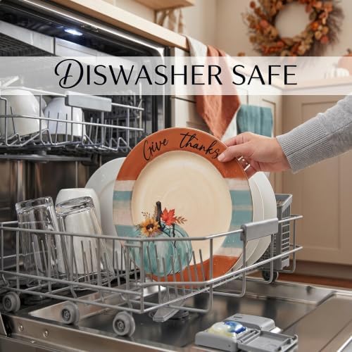 Havawish 7/10 Inch 12 Pcs Fall Melamine Salad Plates, Pumpkin Dinnerware - Image 4