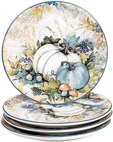 Harvest Gatherings 16-Piece Ceramic Dinnerware Set, Service for 4 – Multicolor Fall Plates, Bowls & Mugs with Pumpkin & Pheasant Design – Autumn Tableware for Thanksgiving, Cabin & Holiday Hosting - Image 3