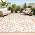 JONATHAN Y Vintage Filigree Indoor Outdoor Area Rug 8X10 Cream/Orange, Madrid Textured Weave for Backyard, Patio, Porch, Easy-Cleaning, High Traffic, Pet-Friendly, Non-Shedding (SMB107L-8) by JONATHANY