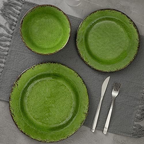 LEHAHA Modern Rustic Melamine Dinnerware Sets, 12-Piece Camping Dishes Set - Image 3