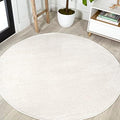 JONATHAN Y Haze Solid Low-Pile Cream 8' Round Indoor Area Rug, Coastal,Bohemian,Minimalist,Classic, Easy-Cleaning for Living Room,Bedroom,Kitchen,Pet Friendly,Non-Shedding (SEU100T-8R) by JONATHANY