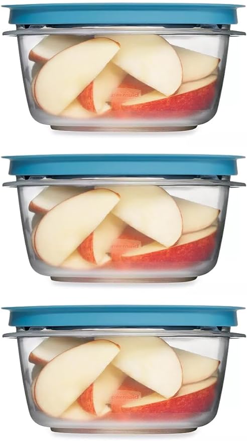 Storage Containers, Easy Find Lids, Teal, 5 cup, Flex & Seal, Leak Proof Lids, Food Storage Set, Clear Meal Prep Flex Containers, 3 Piece Set