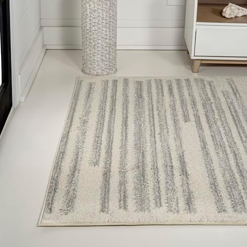 JONATHAN Y Khalil Modern Berber Stripe Cream/Gray Indoor Area Rug, 3x5, Contemporary, Bohemian, Easy-Cleaning for Living Room, Bedroom, Kitchen, Pet Friendly, Non-Shedding (MOH207C-3) - Image 3