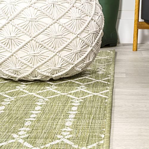 JONATHAN Y Moroccan Geometric Indoor Outdoor Square Area Rug 5X5 Light Green/Cream, Ourika Textured Weave for Backyard, Patio, Porch, Easy-Cleaning, Pet-Friendly, Non-Shedding (SMB108N-5SQ) - Image 4