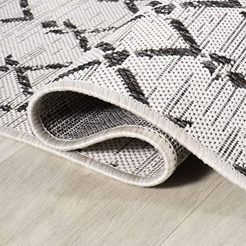 JONATHAN Y Moroccan Geometric Indoor Outdoor Area Rug 8X10 Cream/Black, Ourika Textured Weave for Backyard, Patio, Porch, Easy-Cleaning, High Traffic, Pet-Friendly, Non-Shedding (SMB108I-8) - Image 6