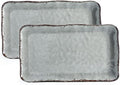 LEHAHA Melamine Crackled Rustic Serving Platter Set of 2, Rectangular Trays by LEHAHA