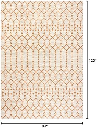 JONATHAN Y Moroccan Geometric Indoor Outdoor Area Rug 8X10 Cream/Orange, Ourika Textured Weave for Backyard, Patio, Porch, Easy-Cleaning, High Traffic, Pet-Friendly, Non-Shedding (SMB108O-8) - Image 2
