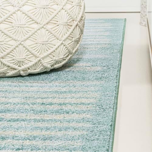 JONATHAN Y Khalil Modern Berber Stripe Turquoise/Cream Indoor Area Rug, 5x8, Contemporary, Bohemian, Easy-Cleaning for Living Room, Bedroom, Kitchen, Pet Friendly, Non-Shedding (MOH207D-5) - Image 6