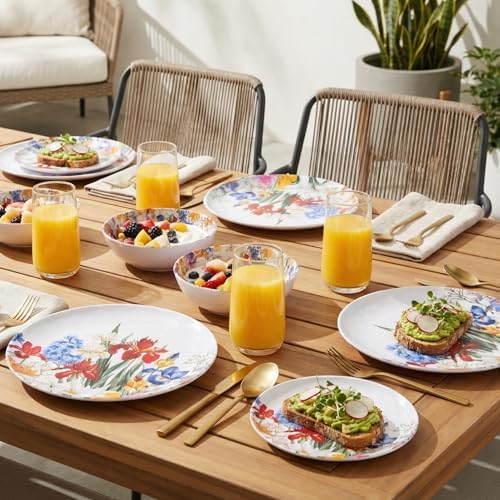 Melamine Dinnerware Set for 4,12 Piece Plates and Bowls,Unbreakable Dishes - Image 3