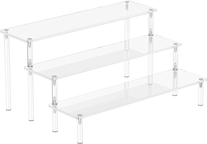 Acrylic Display Risers, 3 Tier Perfume Organizer Stand, Clear Cupcake Stand Holder, Large Shelf Risers for Figures, Dessert Shelves for Party, Display Shelf for Decoration and Organizer