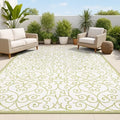 JONATHAN Y Vintage Filigree Indoor Outdoor Area Rug 5X8 Green/Cream, Madrid Textured Weave for Backyard, Patio, Porch, Easy-Cleaning, High Traffic, Pet-Friendly, Non-Shedding (SMB107H-5) by JONATHANY