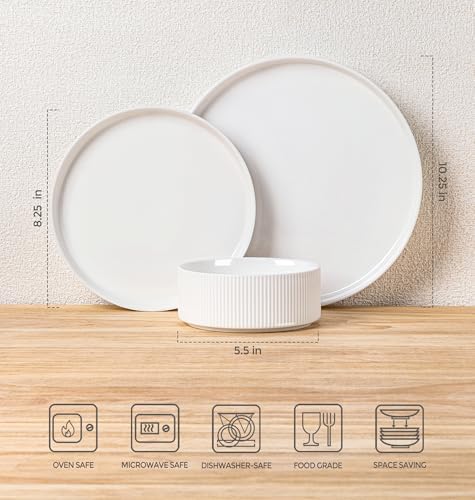 TheTerra Ceramic Dinnerware Set for 4, 18-Piece Plates and Bowls Set - Image 2