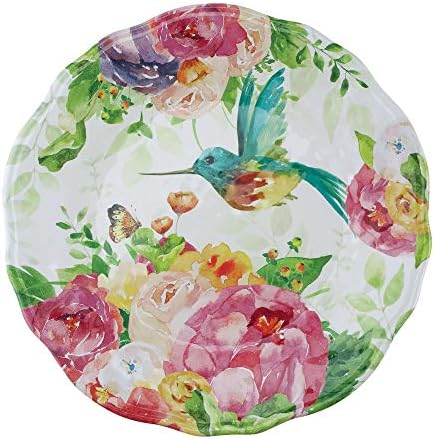 UPware 12 Piece Rose Garden Melamine Dinnerware Sets, Outdoor Dishes Set, Plates and Bowls Sets, Service for 4, Multicolor - Image 4