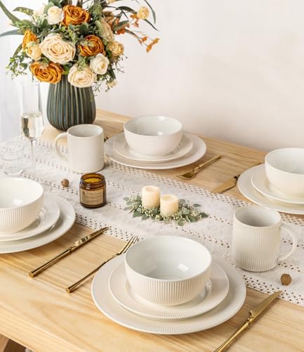 TheTerra Ceramic Dinnerware Set for 4, 12-Piece Plates and Bowls Set - Image 6