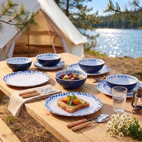 12Pcs Melamine Dinnerware Set - Unbreakable Plates and Bowls Set - Image 6